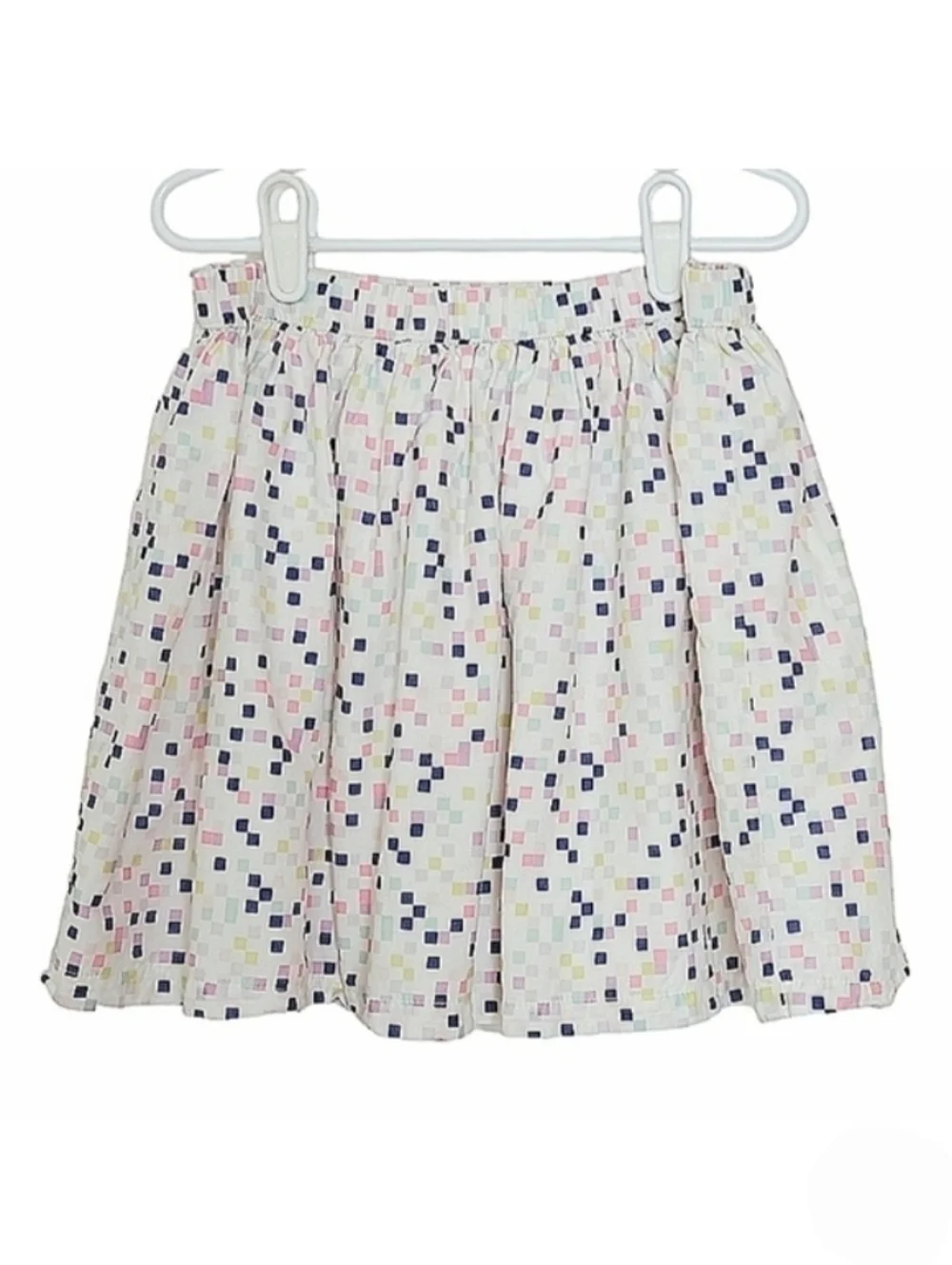 K1194 * Gymboree Girls Square Print Skirt White Blue Pink Size 10